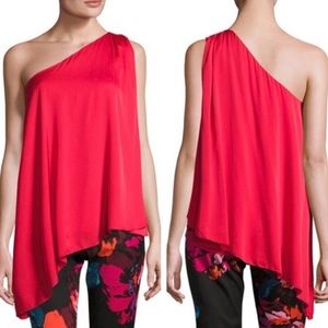 Trina Turk Nimah Asymmetric One-Shoulder Silk Top